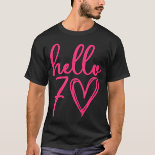 Camiseta Hola Setenta y Setenta Años del Gran Corazón Rosa