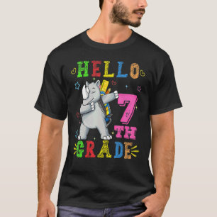Camiseta Hola, sétimo grado Dabbing Rhinoceros de vuelta al