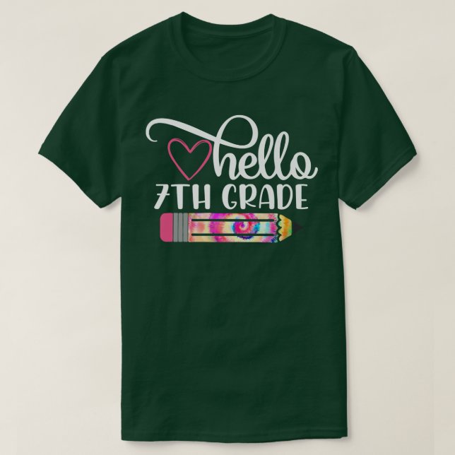 Camiseta Hola, sétimo grado: Tye de vuelta a la escuela de  (Diseño del anverso)