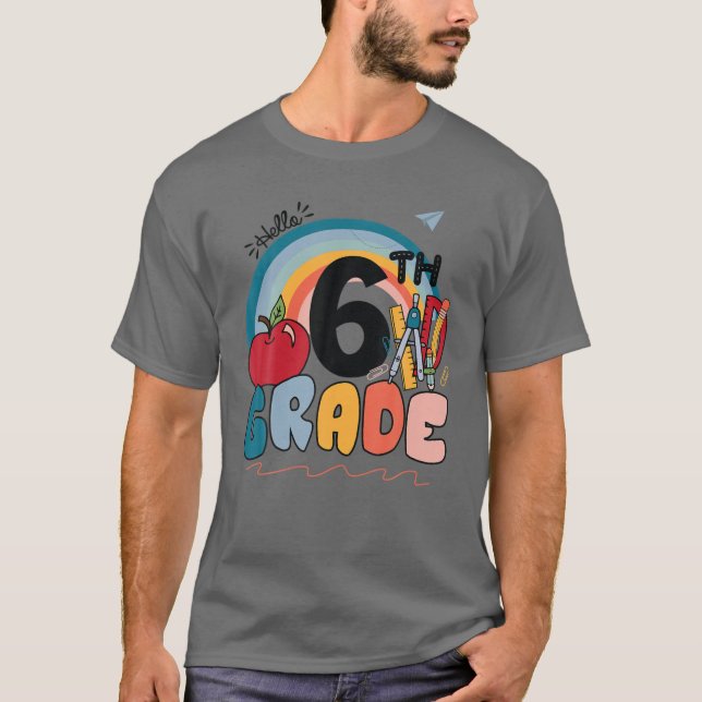 Camiseta Hola Sexto Grado Arcoiris Sexto Grado Profesor De  (Anverso)