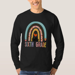 Camiseta Hola Sexto Grado Boho Arcoíris Profesor Volver A L