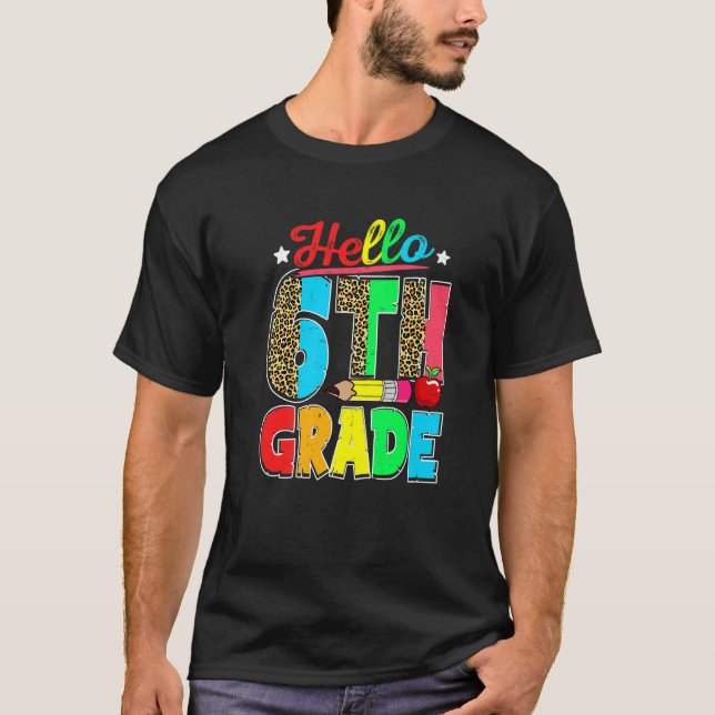 Camiseta Hola Sexto Grado De Vuelta A La Escuela Leopard Te (Anverso)