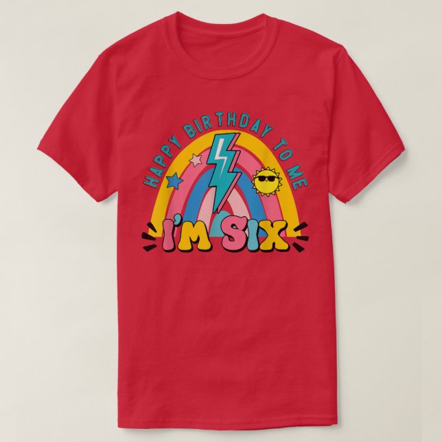 Camiseta Hola Si Arcoiris Tengo 6 Años Feliz Cumpleaños Gi (Diseño del anverso)