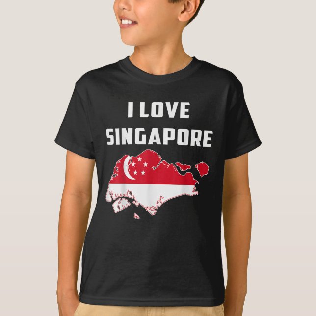 Camiseta Hola Singapur: Amo a Singare Mapa Bandera Orgullo (Anverso)