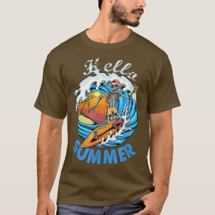 Camiseta Hola Skeleton de verano surf giratoria vintage