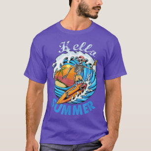 Camiseta Hola Skeleton de verano surf giratoria vintage