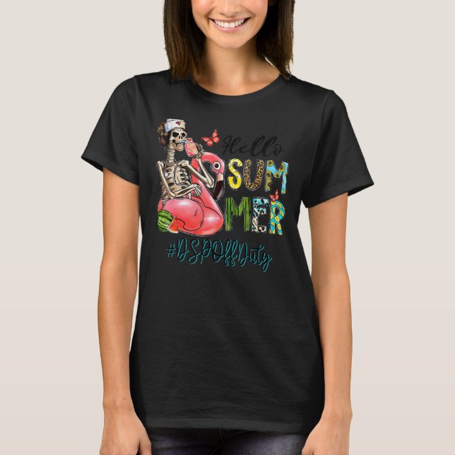 Camiseta Hola Skull De Verano Flamingo Float Dsp Vida De En (Anverso)