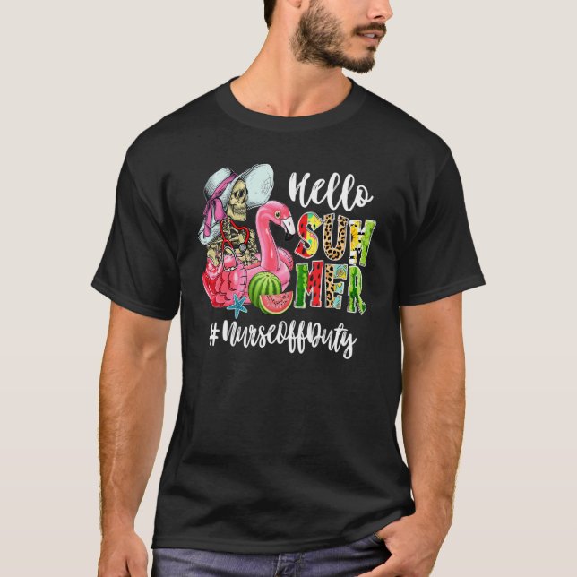 Camiseta Hola Skull De Verano Flamingo Float Watermelon Nur (Anverso)
