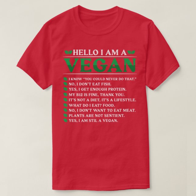 Camiseta Hola soy A Vegan (Diseño del anverso)