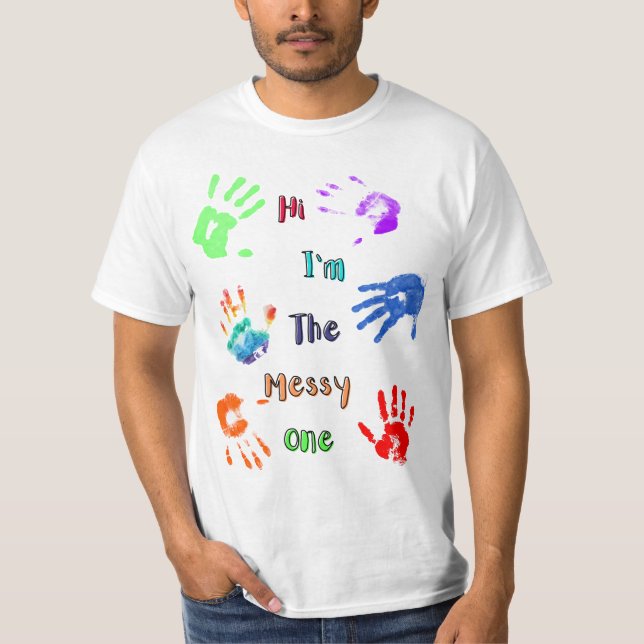 Camiseta Hola, soy el desordenado - Paint Handprints (Anverso)