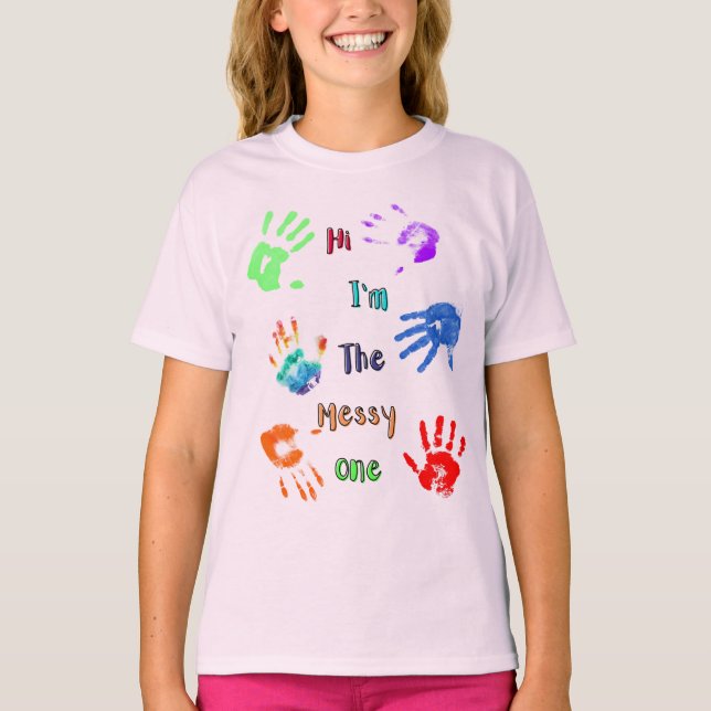 Camiseta Hola, soy el desordenado - Paint Handprints (Anverso)
