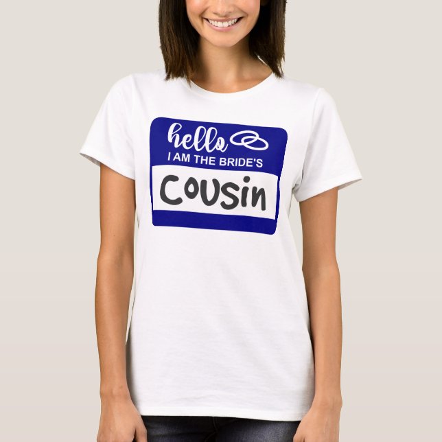 Camiseta Hola, soy el distintivo de Boda primo de la novia (Anverso)