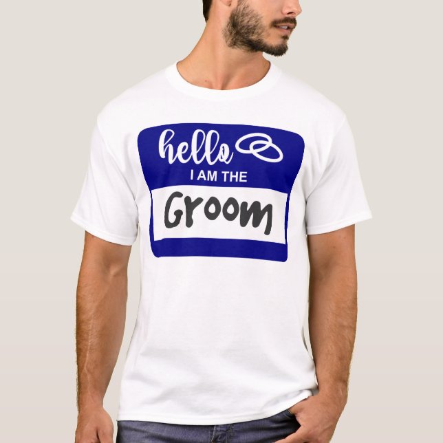 Camiseta Hola, soy el distintivo de nombre de Boda de Groom (Anverso)