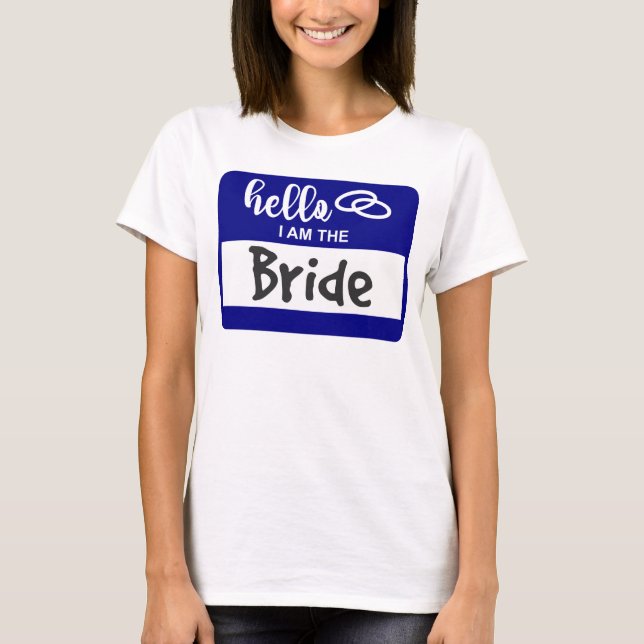 Camiseta Hola, soy el distintivo de nombre de Boda de novia (Anverso)