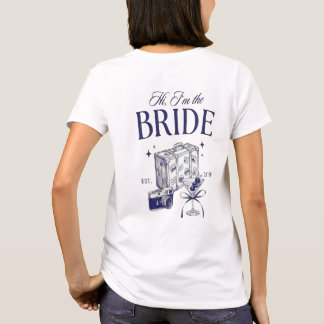 Camiseta Hola Soy La Novia Maleta Retro Destino Boda
