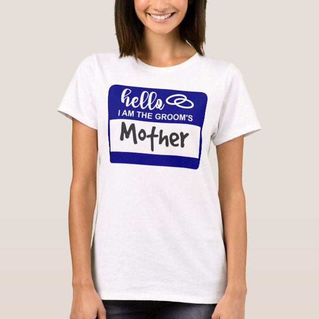 Camiseta Hola, soy la placa del nombre de la madre del Boda (Anverso)
