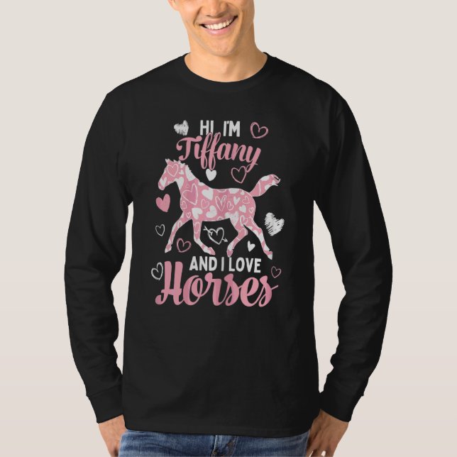Camiseta Hola, soy Tiffany y amo a los Caballos Cute Heart  (Anverso)