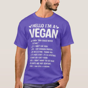 Camiseta Hola, soy un vegan sin carne basado en la dieta di