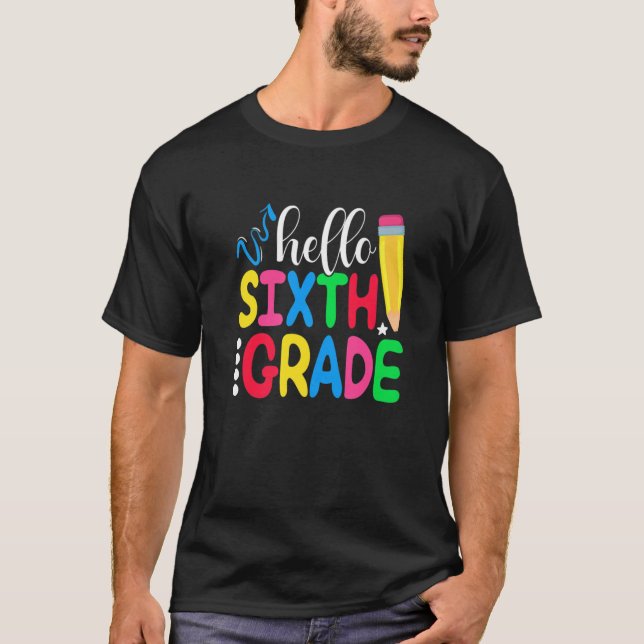 Camiseta Hola, Squad de sexto grado, profesora de sexto gra (Anverso)