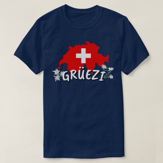 Camiseta Hola, Suiza País Bandera Suiza (Diseño del anverso)