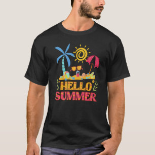 Camiseta Hola Summer Beach Vacation Glasses Palm And Sun