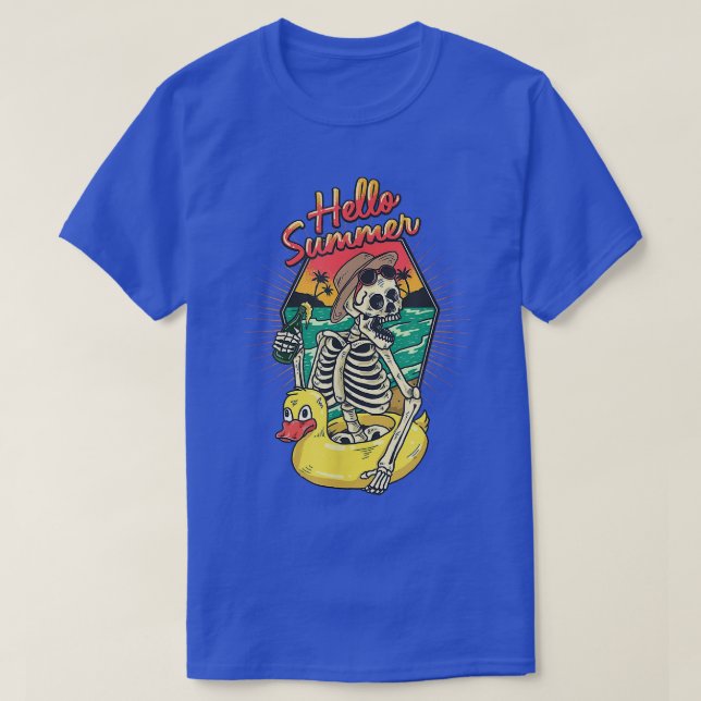 Camiseta Hola Summer Funny Skeleton Duck Pool Vacaciones fa (Diseño del anverso)