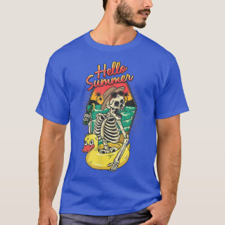 Camiseta Hola Summer Funny Skeleton Duck Pool Vacaciones fa