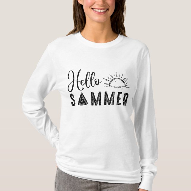 Camiseta Hola Summer Funny Watermelon Fruit Eater Gráfico (Anverso)