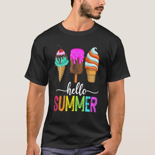 Camiseta Hola Summer Ice Cream Familia Vacaciones Popsicle  (Anverso)