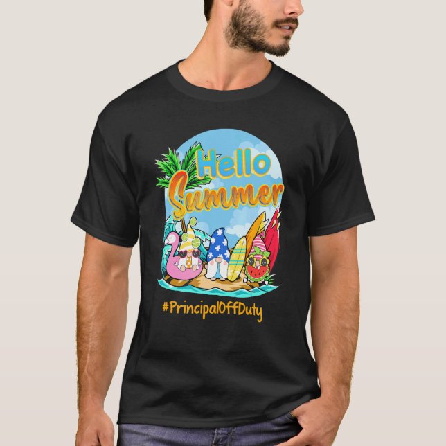 Camiseta Hola Summer Principal Off Duty Gnomies Beach (Anverso)