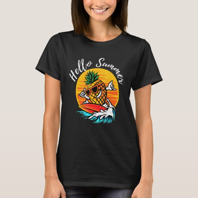 Camiseta Hola Summer Surving Guay Pineapple Aloha (Anverso)