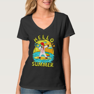 Camiseta Hola Summer Unicorn En Surfboard Sea Fun Sun Beach