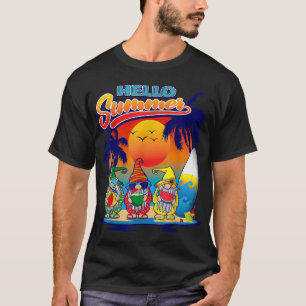 Camiseta Hola Summer Vacation Garden Gnomes Beach Vibes Wo
