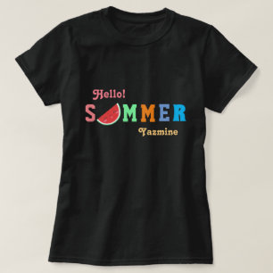 Camiseta Hola Summer Watermelon Pastel Color Textos Camiset