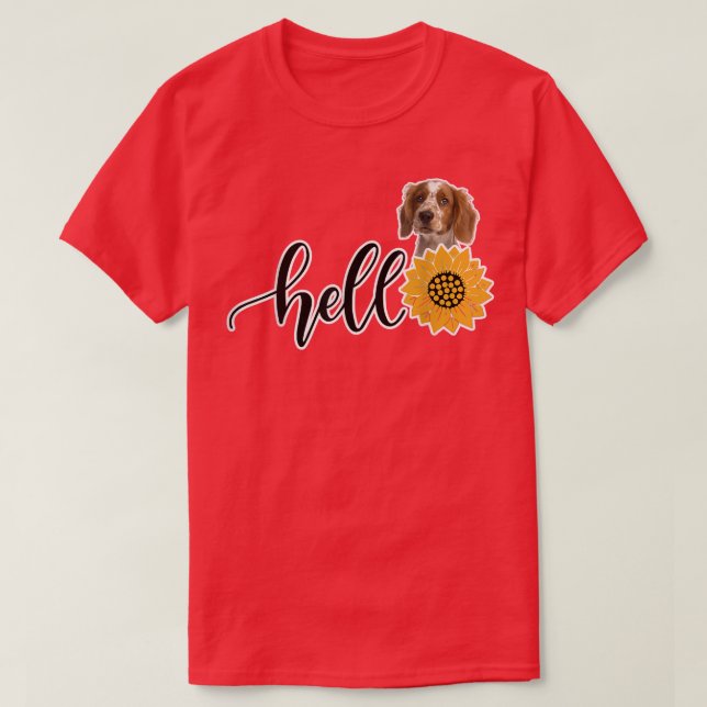 Camiseta Hola Sunflower Welsh Springer Spaniel  (Diseño del anverso)