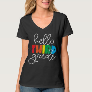 Camiseta Hola tercer grado - Cute colorido de vuelta a la e