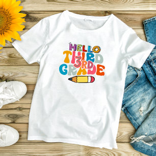 Camiseta Hola, tercer grado de vuelta a la escuela, niños c