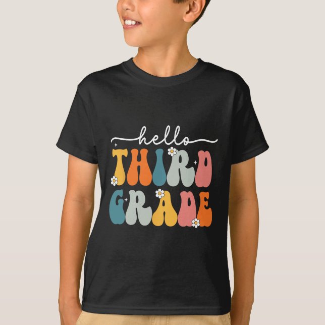 Camiseta Hola tercer grado de vuelta a la escuela profesor  (Anverso)