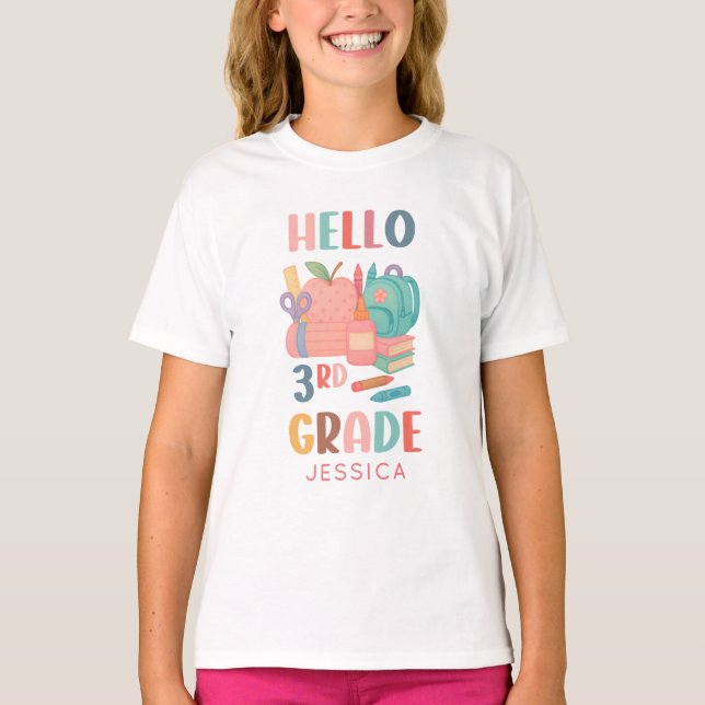Camiseta Hola tercer grado de vuelta a los escolares (Anverso)