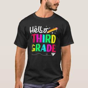 Camiseta Hola, tercer grado de vuelta al diseño escolar