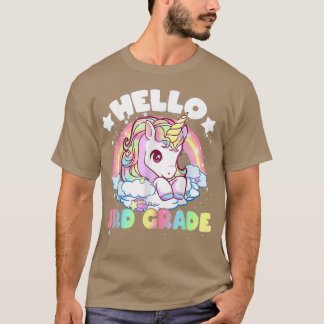 Camiseta Hola, tercer grado, unicornio, Chicas de niños cur