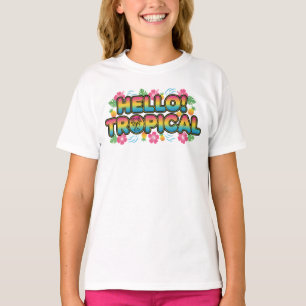 Camiseta ¡Hola! Tropical - Diseño de verano colorido con Pa