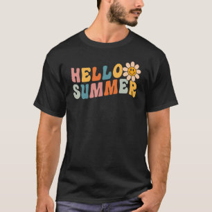 Camiseta Hola vacaciones de verano Hawaii Beach Groovy Retr