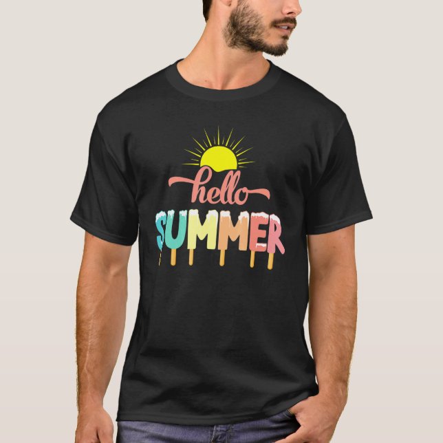 Camiseta Hola vacaciones de verano helado helado de helado  (Anverso)