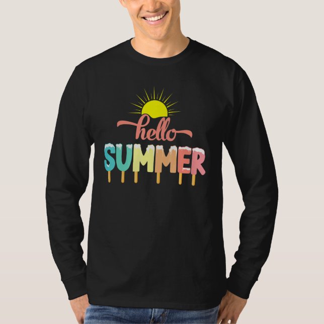 Camiseta Hola vacaciones de verano helado helado de helado  (Anverso)