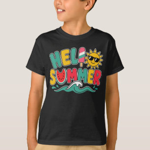 Camiseta Hola Vacaciones de Verano Paleta de Sandía Niños