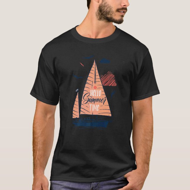 Camiseta Hola vacaciones de verano tiempo de barca lindo Ho (Anverso)