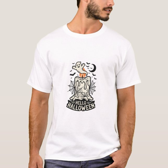 Camiseta Hola Vela de Fantasma de Halloween (Anverso)