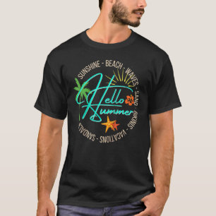 Camiseta Hola veraneantes Tropical Beach Vacaciones Palm Tr