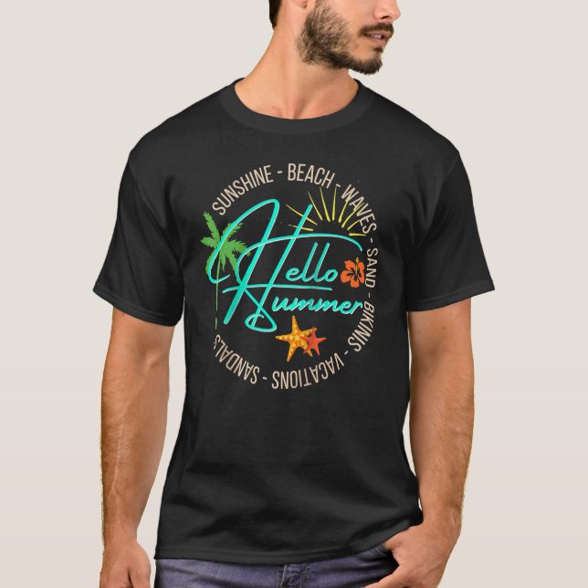 Camiseta Hola veraneantes Tropical Beach Vacaciones Palm Tr (Anverso)